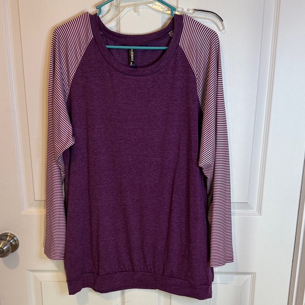 Purple Women's shirt with Striped Sleeves